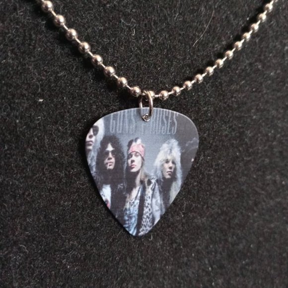 handmade Jewelry - Handmade Guitar Pick Necklace - Guns N Roses Group